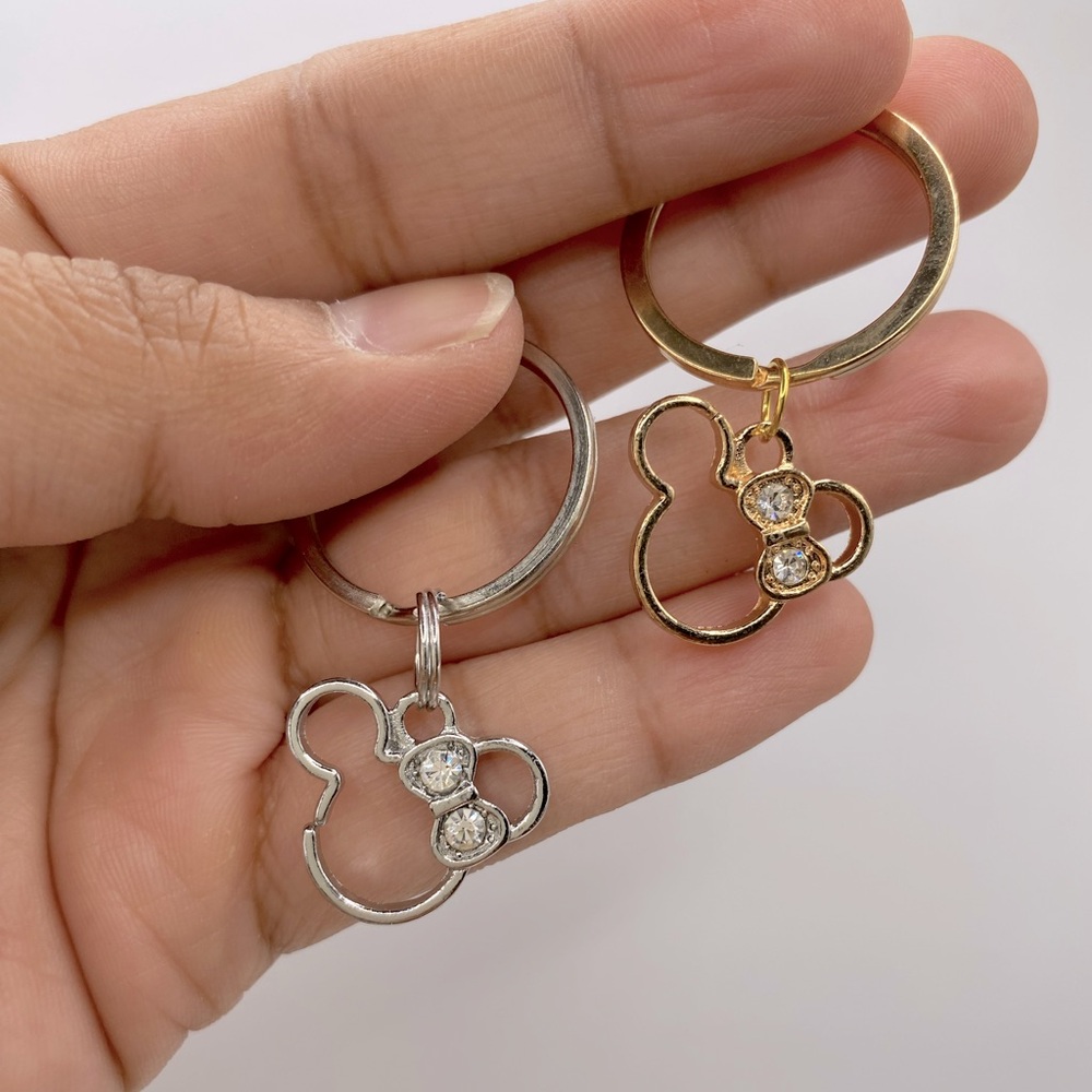 Disney inspired Silver or Gold Minnie keychain slightly imperfect